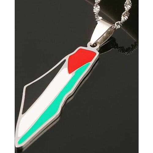 Stainless Steel Silver Color Israel Map Pendant Necklace Trendy Enamel Israel Map Charm Jewelry