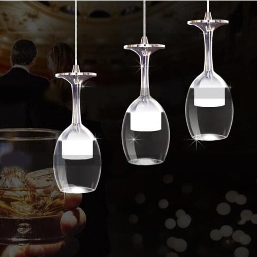 1m 3W LED Creative Wine Glass Ceiling Light Pendant Lamp Fixture Lighting Chandelier Indoor Living Bar Restaurants Decor Lamps