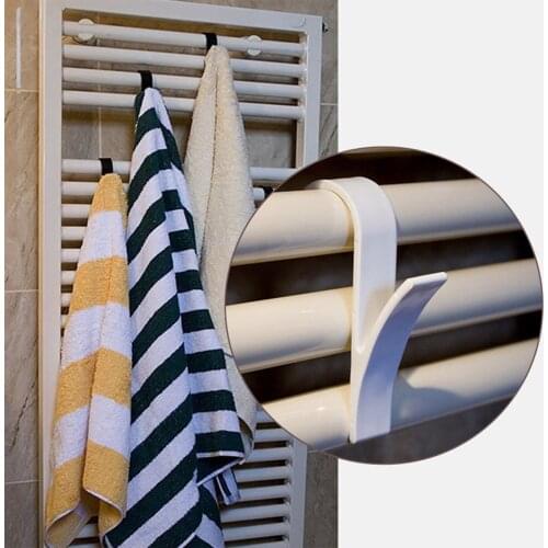 1PC Towel Mop Coat Hooks White Transparent Storage Hanging Hook Rail Radiator Clothes Hanger Bathroom Hook Holder