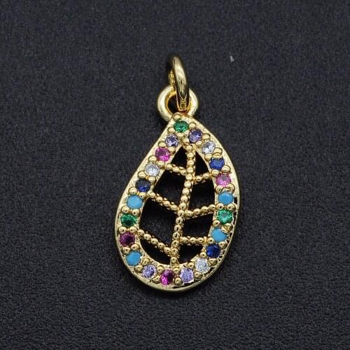 15x10mm 100% CZ Zircon DIY Jewelry Leaf Charm Pendant Wholesale Necklace Making Charms Top Quality Bracelet Making Charm