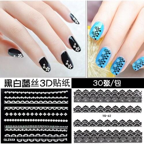 200sets 30sheet/set White Lace Design Nail Stickers Nail Manicure Tools Accessories For UV Gel woman Nail Polish