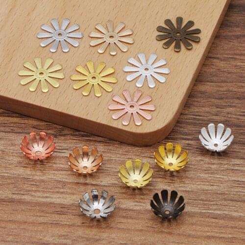 200pcs 13*5mm 18mm Metal Brass Filigree Flowers Bead Caps DIY Handmade Accessories For Jewelry Making