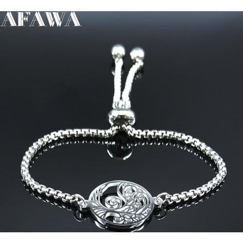 2021 Tree of Life Stainless Steel Chain Bracelet Women Silver Color Chain Bracelet Jewelry pulsera acero inoxidable mujer B18599