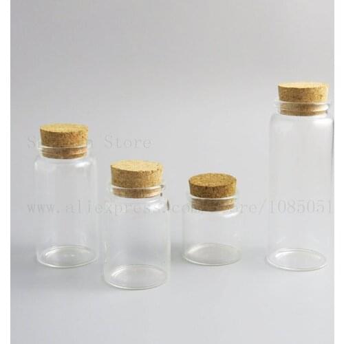 30pcs Small Empty Clear Borosilicate Glass Bottle Jar Vial with Wooden Cork Stopper Storage Container 50ml 80ml 100ml 150ml 5oz