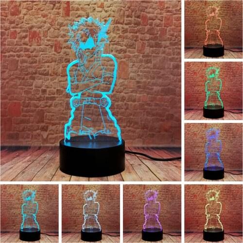 Katsuki Bakugo Anime Figure 3D Illusion LED Desk Nightlight Colorful Change Lamp My Hero Academia Model Toys boys