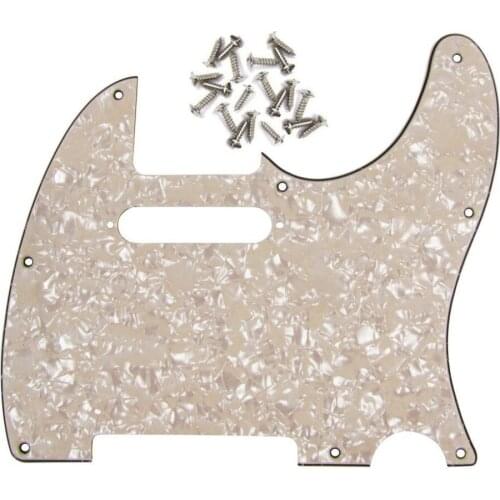 Free shipping! 4Ply 8Holes Tele Guitar Pickguard Scratchplate for Telecaster Style E-Guitar,w/25pcs Screws (Light Cream Pearl)