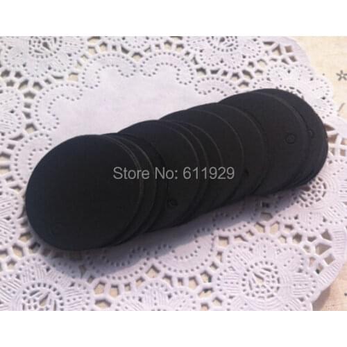 Free shipping 500 pcs a lot blank dia. 3.5cm 350 gsm round black paper hang tag/baking price tag/garment printed paper tag