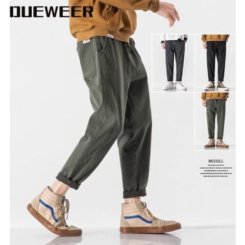DUEWEER Casual Pants Mens Spring And Autumn Cotton Loose Straight Wild Trend Ins Cargo Harem Street Wear Pants