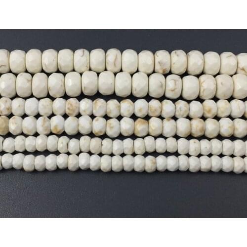 White Magnesite Howlite Turquois e Beads, Faceted Stone Beads 3x5mm 4x6mm 5x8mm Faceted Roundle Beads Specer Bead 15.5"/piece