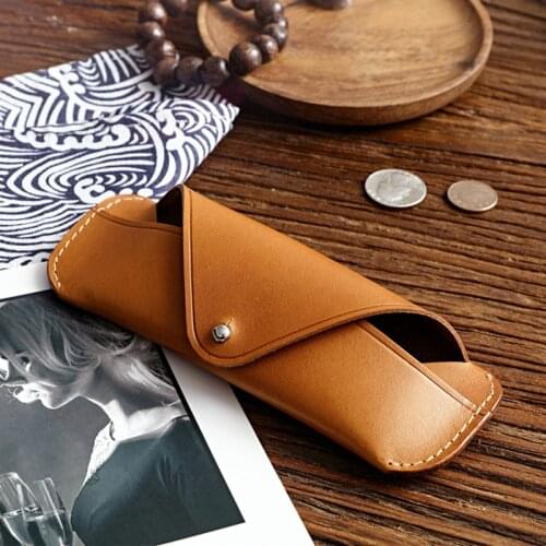 New Retro Handmade Sun Glasses Case Genuine Leather Glasses Case Eyewear Cover Portable Glasses Case Sunglasses Storage Bag
