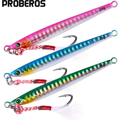 1PC Jigging Lead 28G-40G/8.5-10.5cm Metal Jig Fishing Lure with Nepal Hooks 5 Colors Paillette Wobbler Artificial Hard Bait