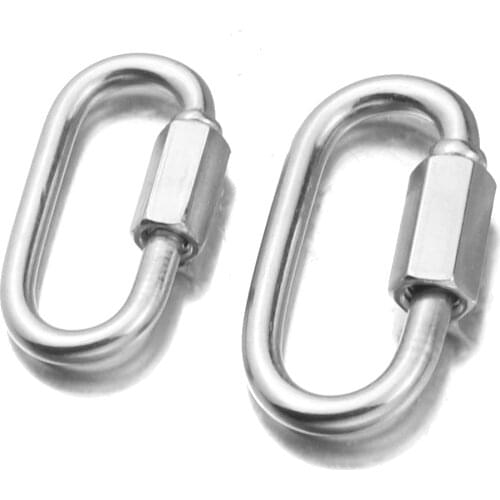 Stainless Steel Screw Climbing Gear Carabiner Quick Links Safety Snap Hook for Luxury Hanging Chains Pendant Jewelry Making