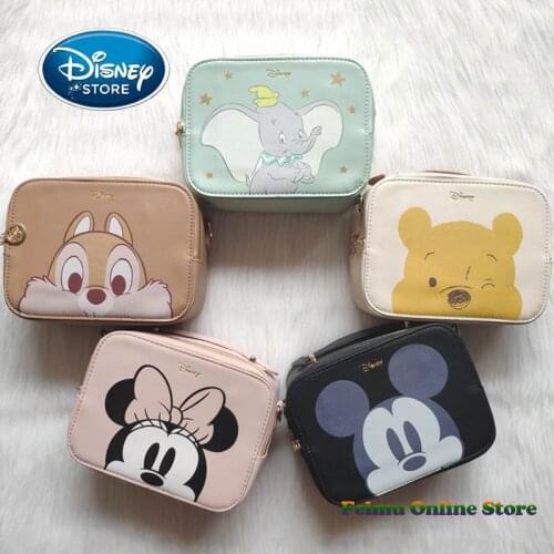 Disney Mickey Mouse Small Square Bag Fashion PU Leather Women Handbag Cartoon Dumbo Winnie the Pooh Girl Shoulder Messenger Bags