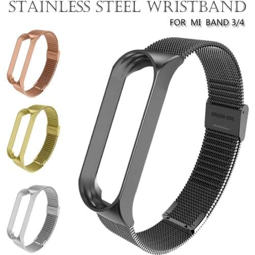 For Mi Band 3/4 Metal Wrist Strap Screwless Stainless Steel Band For Xiaomi Mi Band 4 Bracelet Miband 3 Wristband Pulseira Strap