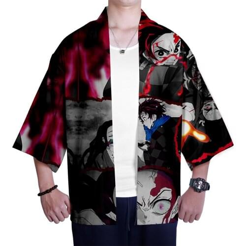 Popular Ghost Blade 3D Kimono Fashion Japanese KimonoCasual CroppedSleeve Cardigan Summer Comfortable Short Demon Slayer Sleeve