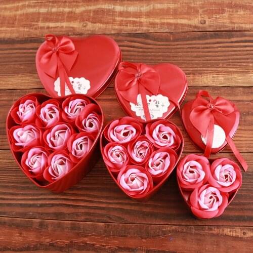 Fashion Solid Rose Flower Heart Scented Bath Body Petal Soap Wedding Favour Gift Valentines Day