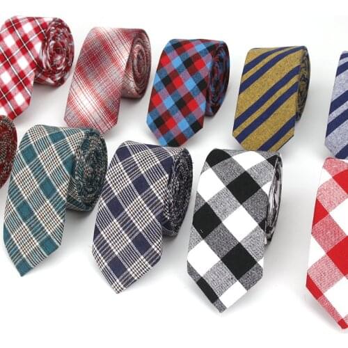 Fashion Cotton Stripe Ties For Men Casual Plaid Necktie Gravatas Corbatas Slim Suit Vestidos Mens Neckties Party Narrow Neck Tie