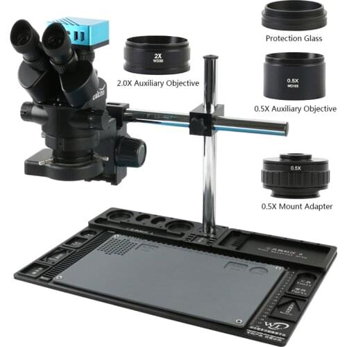 3.5X-90X Simul-Focal Trinocular Stereo Microscope UHD 4K SONY IMX334 HDMI Video Industrial Measuring Camera For PCB Soldering