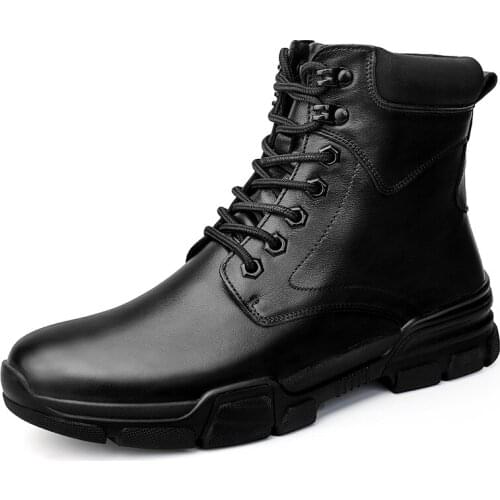 Black Army Men Boots Winter Genuine Leather Lace Up Waterproof Outdoor Shoes Breathable Tactical Combat Desert Ankle Boots