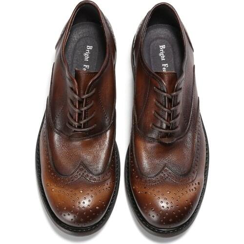 New Fashion Italian Leather Shoes Men Lace Up Wedding Business Brogue Formal Shoes Men Oxfords Shoes For Men