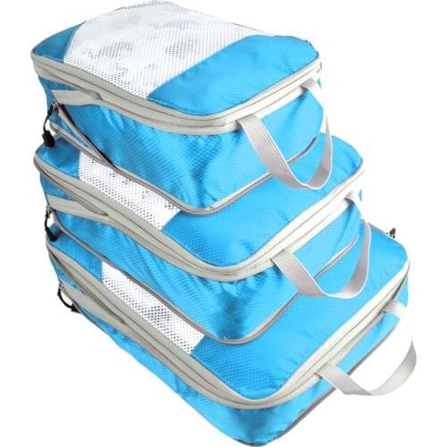 Quenya 3 pcs Compression Packing Cubes Ultralight Waterproof Travel Gear Luggage Bags Weekender Accessories Organizer Bags Set