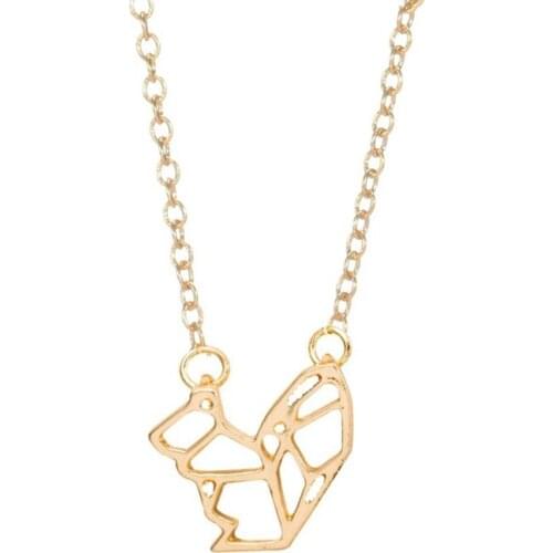 Shuangshuo 2017 New Fashion Small Origami Squirrel Necklaces & Pendants Long Chain Punk Animal Long Necklace Chokers N005