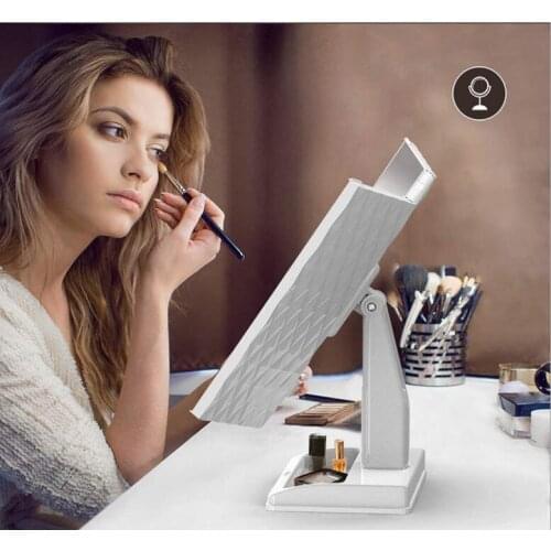 Led three-sided folding mirror multi-magnification high-grade strong texture European and American dressing table lamp mirror