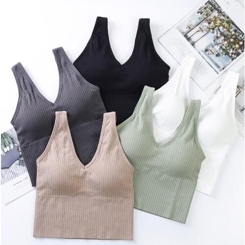 Women Crop Top Seamless Underwear Female Tank Tube Tops Bra Lingerie Intimates Removable Padded Camisole Femme Sport Summer Vest