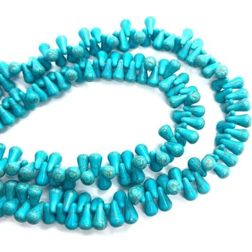 Spot Wholesale Horizontal Hole Drop-shaped Beaded Blue Turquoise Loose Beads DIY Jewelry Necklace Bracelet Accessory 7x12 Mm