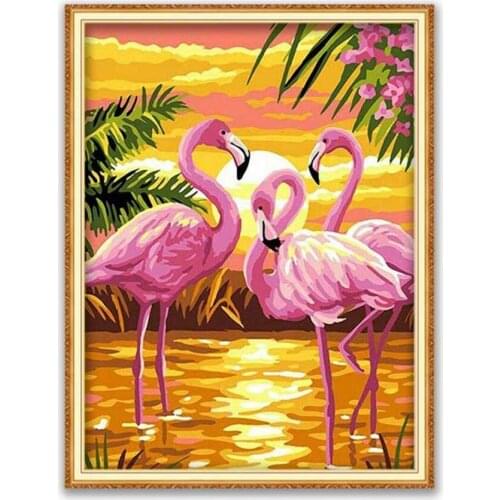 Animal Bird Flamingo DIY Embroidery Cross Stitch 11CT Kits Needlework Craft Set Cotton Thread Printed Canvas Home Decoration