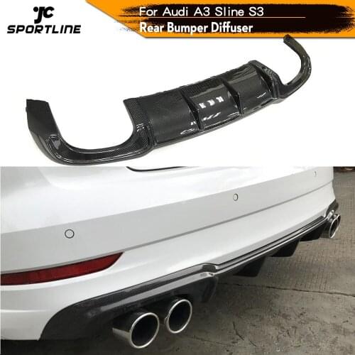 Carbon Fiber Rear Bumper Lip Auto Car Diffuser Fits For Audi S3 A3 Sline 2017 2018 2019 Rear Bumper Lip Diffuser Spoiler