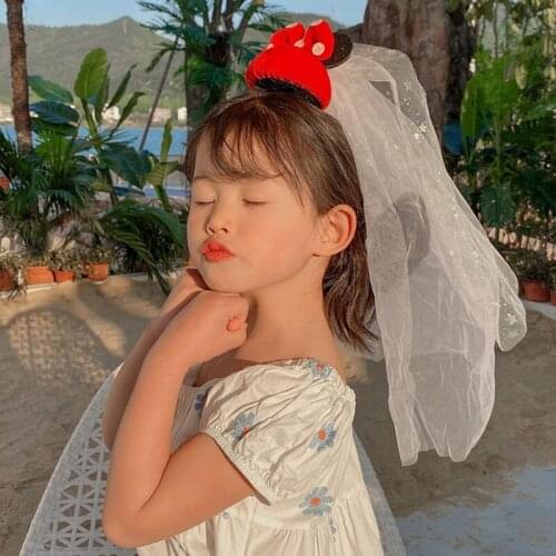 2021 New Style Princess Headveil Hairpins Cute Headdress Kids Bowknot Crown Barrettes Fairy Hair Accessories For Women Girls