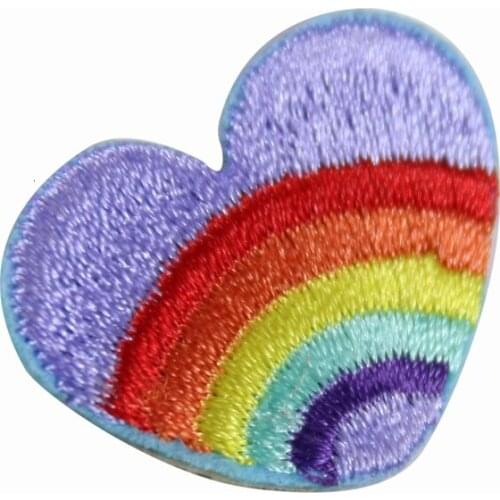 1PCS Embroidered Patches Iron On Colourful love Heart Cute Cartoon Sticker DIY Fabric Appliques for Baby Girls Clothes Accessory