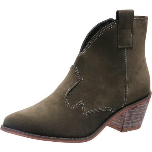 Womens shoes New European and American large size suede short boots fashionable and comfortable thick high-heeled Martin boots