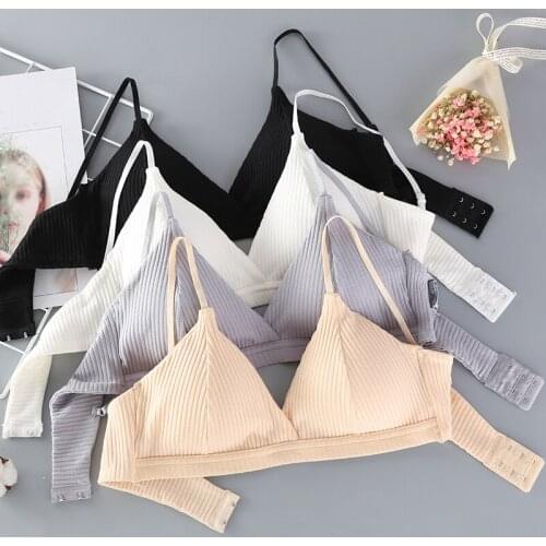 Women Cotton Bras Top Sexy Lingerie Push Up Striped Bras Wire Free Women Underwear Girls Bras