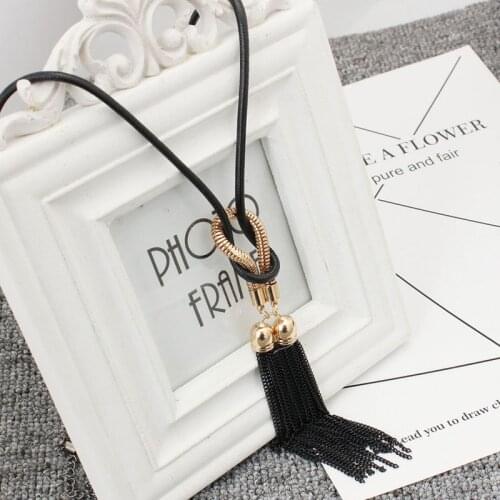 Korean Fashion Knotted Long Tassel Necklace For Women Sweater Chain Charm Trendy Jewelry