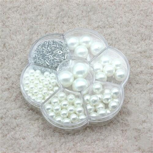 127Pcs/set 6-16mm Pearl Studs Acrylic White Pearls Rivets Spikes w/ Case for DIY Leather Bag Footwear Clothes Decorations