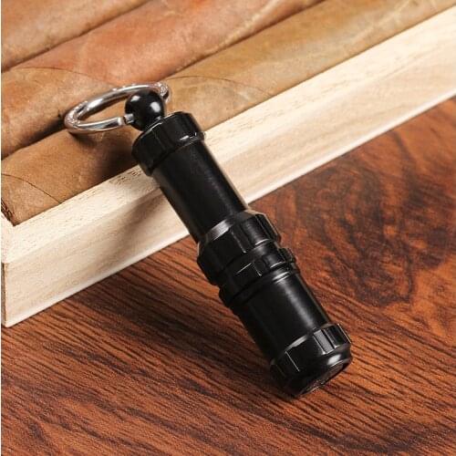 2 In 1 Cigar Punch Drill Opener Smoking Cigar Cutter Puncher Stainless Steel Pocket Smoke Cigars Accessories Blade Key Pendant