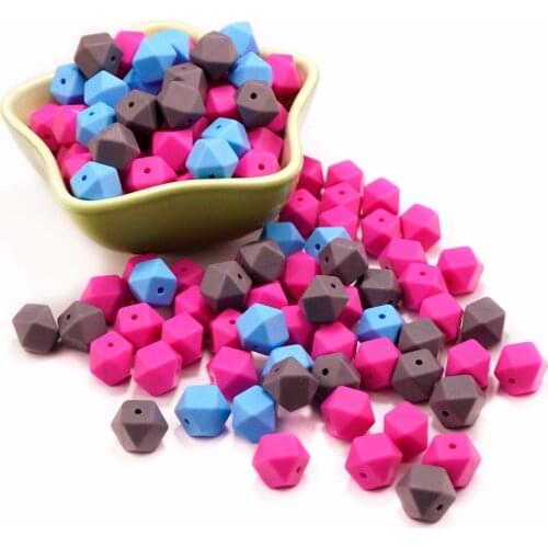 20pc 14mm BPA Free Hexagon Loose Silicone Beads Teether for Baby Pacifier Clip Teething Necklaces Bracelets Chewable Jewelry