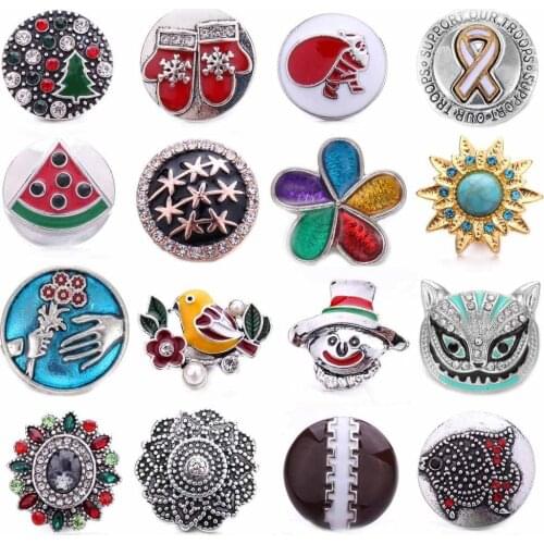 5pcs/lot New Snap Button Jewelry Bracelets Charm Metal Crystal Rhinestone Colorful 18mm Snap Buttons Fit DIY Snap Bracelet