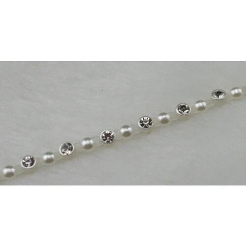5y 4mm round Shaped ivory Pearl Rhinestone Chain Trims Sewing Crafts Costume Applique Wedding Decoration LZ122
