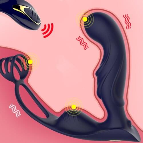 Anal Vibrator Delay Ejaculation Dildo Vibrator Penis Ring Sex Toys Male Prostate Massager Vibrators Remote Control Butt Plug