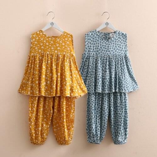 Free shipping 2021 Girls Clothing Set Summer Baby Girls Clothes sets girl sleeveless Top+pant girls pants suit
