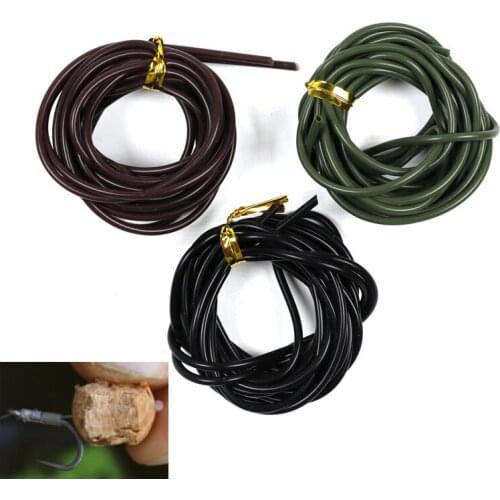 Bimoo 2m/pack Carp Fishing Floater Rig Silicone Tube Hair Rig Hook Silicone Camouflage Green 2mm Fishing Tackle Rubber Sleeve