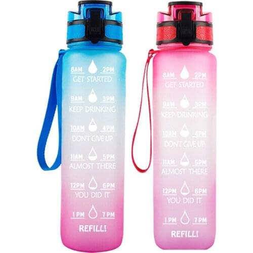 1L Outdoor Sports Fitness Water Bottle With Bounce Cover And Scale Large Capacity Climbing Bicycle Water Bottles Outdoor Sports