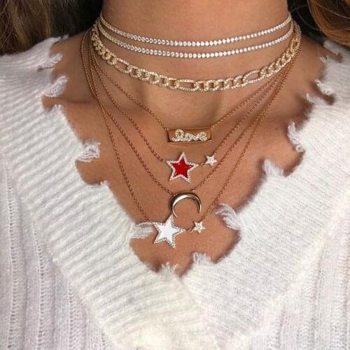 32+10CM Short choker chain micro pave clear cz iced out bling Open Curb Link chain necklace women hip hop jewelry