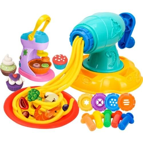 Childrens plasticine toy safe color wheat clay Noodle Cake Ice cream Pizza Dentist Barbecue Haircut playdough mold sets