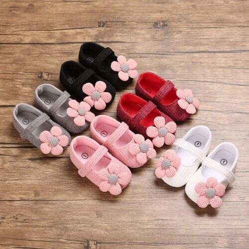 Spring Autumn New Arrival 0-12 Month Baby Soft Cotton Bottom Newborn Baby Toddler Princess Cotton Cute Flower Shoes First Walker