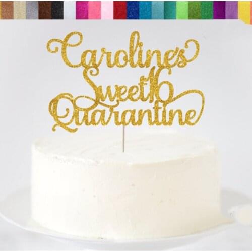 Custom ANY NAME Sweet 16 Quarantine Birthday glitter Cake Topper, Personalised 16th Birthday Topper, Virtual 16th Birthday Party