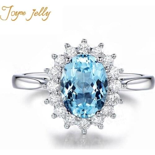 JoyceJelly luxury oval shape 2ct topaz gemstone charms rings S925 sterling silver jewelry for women wedding party wholeslae ring